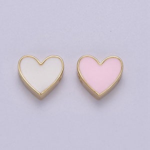 Contas de coração rosa pastel com preenchimento de ouro, espaçador para pulseira, suprimentos de joias, hipoalergênico, contas de alta qualidade b-064