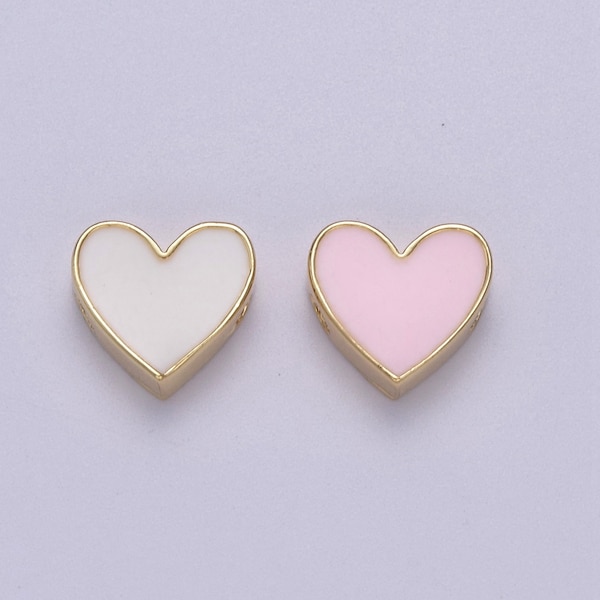 Pastel Pink Heart Bead Gold Filled Beads Spacer for Bracelet Charm Jewelry Supplies, Hypoallergenic, High Quality Bead b-063