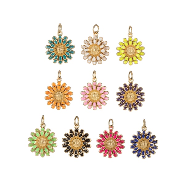 Dainty Sun Flower Charm Necklace Bracelet Earring Enamel Floral Charm Summer Women Jewelry Black Blue Pink Green Orange Yellow E833