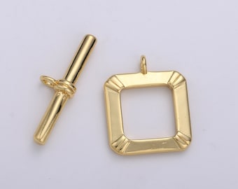 1 Set 15mm Gold Toggle Clasp Square Toggla Clasp for Jewelry Making Supply, SUPP-829