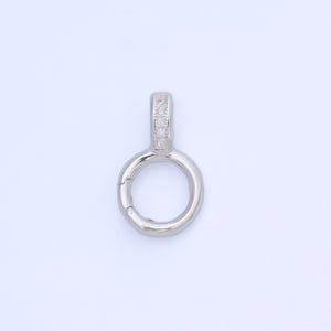 S925 Sterling Silver 19mm Micro Paved CZ Round Push Gate Clasp Open Loop Closure Finding | SL-699