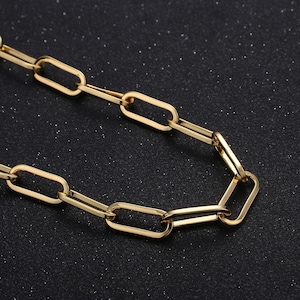 24k gold  rolo cable paperclip chain by yard, link cable thick elongate chain, wholesale bulk roll chain jewelry making 16.7x7mm,232