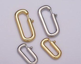 Pull Gold Spring Gate Oval Clasp, Silver Open Close Gate ring, Charm Holder Clasp for Connector Link Bracelet Necklace Component