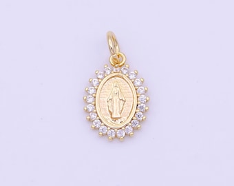 Dainty miraculous lady charm micro pave virgin mary charm for catholic religious jewelry making d-570