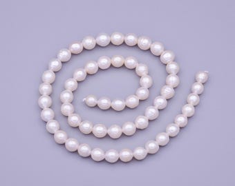 Natural white round freshwater pearl beads awesome aaa quality genuine cultured fresh water pearls 6.4mm 56pcs full strand wa-1327