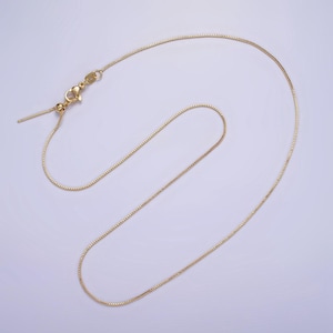 16k gold filled 0.7mm dainty box 18 inch slider chain necklace | wa-1937