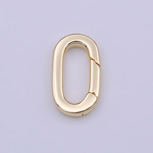 Small Gold Spring Gate Ring, Push Gate ring 14x8.1mm Oval Ring Charm Holder Gold Clasp for Jewelry Clasp K-235