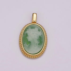 The agate cameo pendant green agate victorian oval jewelry inspired for necklace medallion n-483