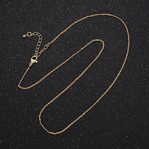 18 inch satellite chain gold filled dainty beaded curb link necklace ready to wear for jewelry making w/ clasp wa-2432