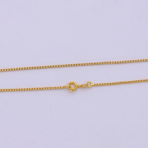 24k Gold Filled Box Chain Necklace, 18 Inch, 1 Mm Gold Chain, Box Link ...