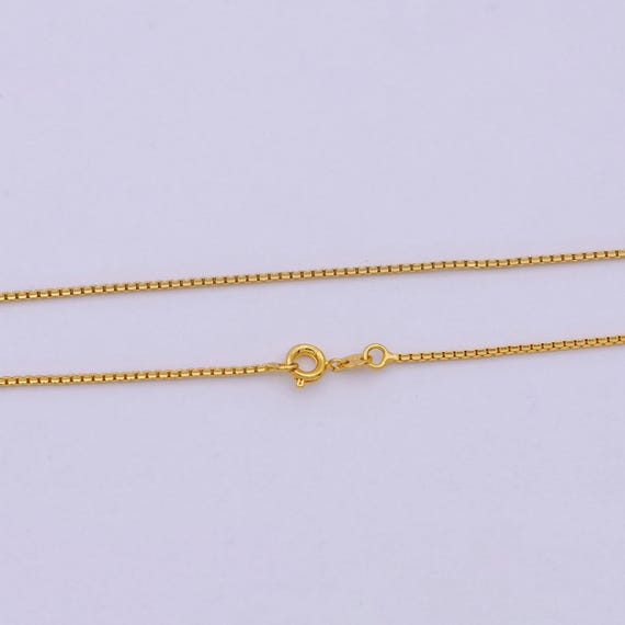 24k gold filled box chain necklace, 18 inch, mm gold chain, box link  chain for women men wa-530