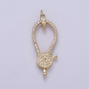 Cubic zirconia clasp, gold filled clasp enhancer, pave cz lobster clasp 35.3x12.6mm l-606