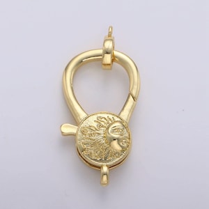 1pc 2 sides sunshine lobster clasp gold, unique design lobster claw with jump ringfor necklace bracelet anklet making laneyard | k-839