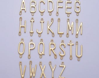 Dainty sideway initial charm connector gold letter dainty name necklace link connector for personalized jewelry supply bracelet necklace