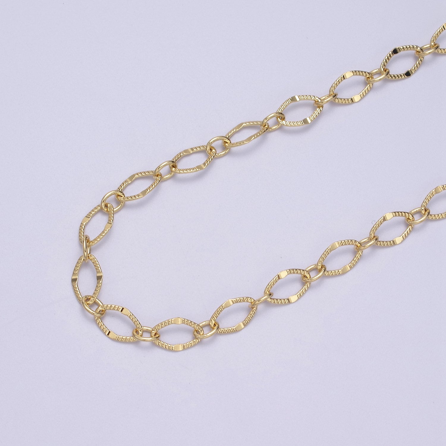 Gold Oval Rombust Chain by Yard Sunburst Stamp Oval Link - Etsy