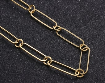 Paper Clip-Shaped Chain, Large Cable Chain, Thin Slim Oval Link Chain, 24k Gold  over Brass 7x22mm, 281