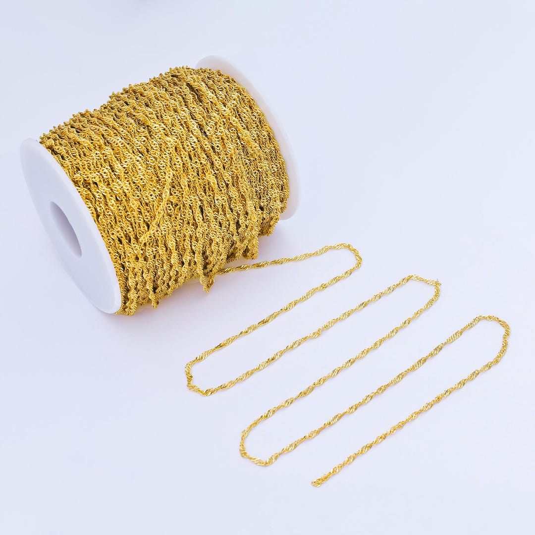 Gold Rope Chain 2k 24K Gold Filled 2.1mm Shiny Rope Chain by Yard Twisted Rope Chain DIY ...