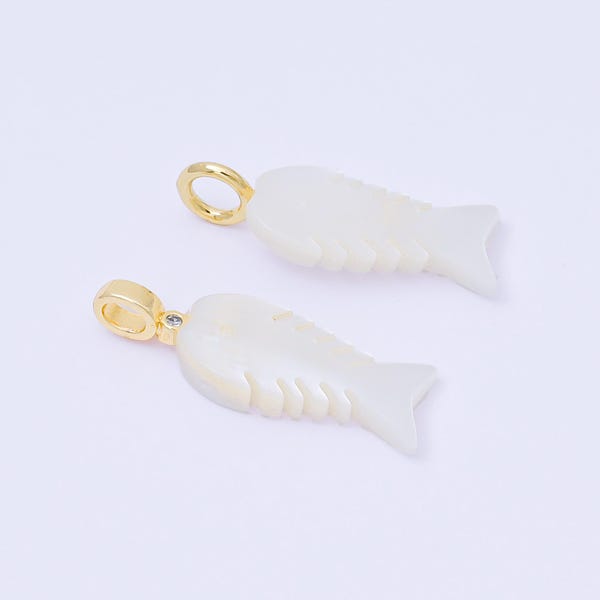 Mini 25mm Natural mother of pearl mop shell fish pendant Charm for Bracelet Necklace Earring Component AF-568