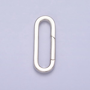 S925 Sterling Silver Push in Oval Clasp For Charm Holder Clasp Pendants, 21.2x8.2mm, clasp enhancer Necklace Component SL-294