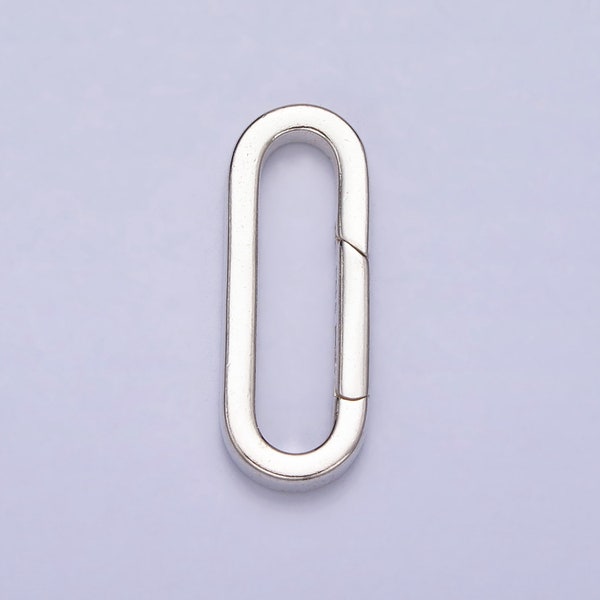 S925 Sterling Silver Push in Oval Clasp For Charm Holder Clasp Pendants, 21.2x8.2mm, clasp enhancer Necklace Component SL-294