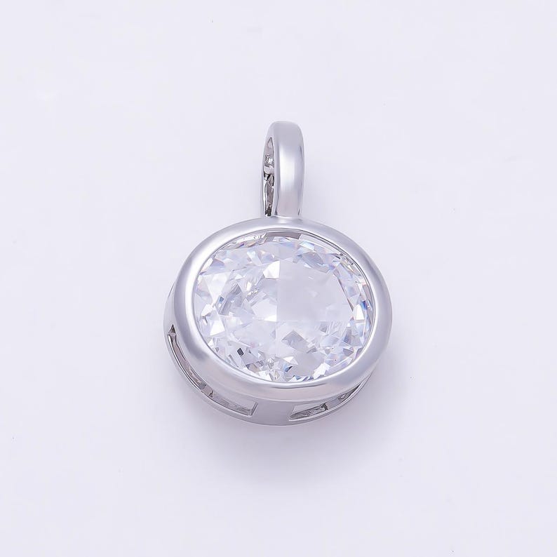 14k gold filled Clear Cz Eye Rectangle Oval bezel Charm Geometric pendant for Drop Jewelry Collar Cord Necklace Supply | Charms-751 image 12