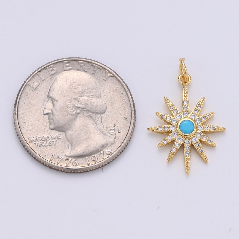 For DIY Necklace Bracelet Earring 1pc 24k Gold Filled Micro Pave Star Charm Blue North Star Moon Pendant Charm Gold Filled Charm