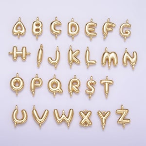 Mini conectores de encantos de la A a la Z con letras de burbujas rellenas de oro para fabricación de pulseras, collares y joyas / a1539-a1551