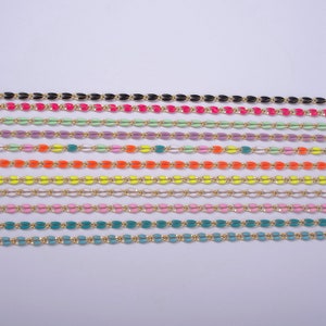 Dainty Multi color Enamel  Rolo Cable Paperclip Chain by Yard, Link Cable Thick Elongate Chain, Wholesale bulk Roll Chain Jewelry 604-608