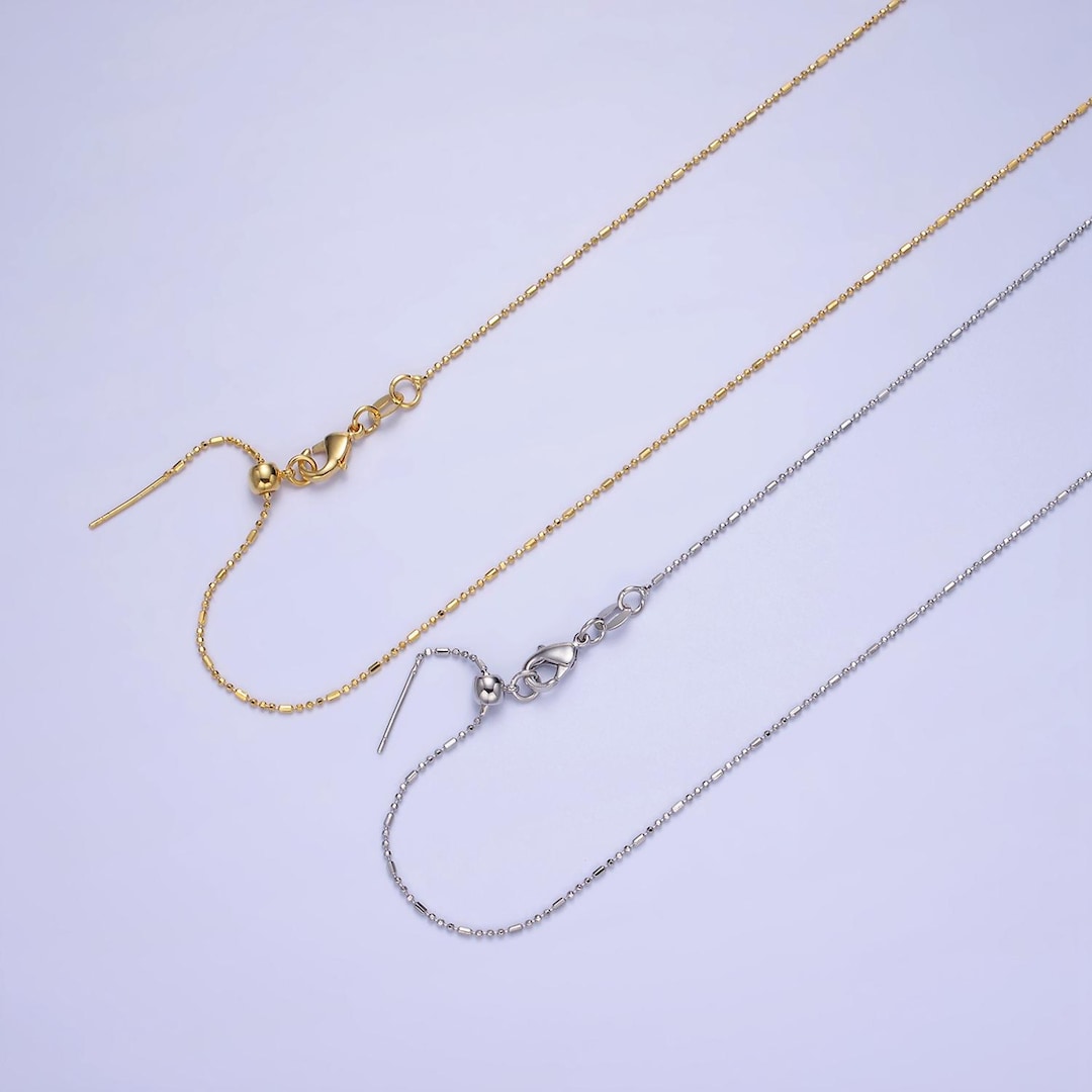 Dainty Threader Beaded Chain Adjustable Necklace Ready to Wear 24k Gold ...