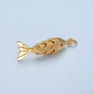 24K Złoty Wypełniony Ryba Wisiorek Delikatny Ruchomy 3D Ryba Charm Bransoletka Naszyjnik do Tworzenia Biżuterii DIY Dostawa E049