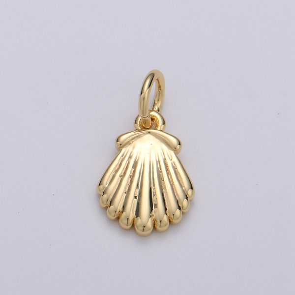 Tiny Shell Charm Gold Sea Shell Pendant for Bracelet Earring Necklace Component