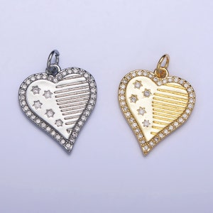 18k Gold Filled Heart Charm Dainty American Flag Charms, 4th of July, USA Charm Patriotic Jewelry Inspired AC993