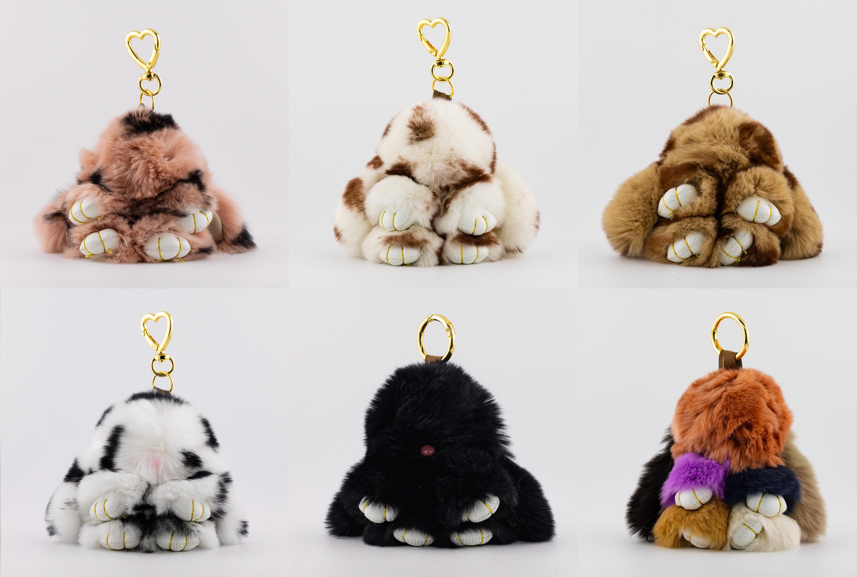  Flufflet Bunny Sサイズ 3体セット新品タグ付き Fluffy Bunny Keychain Rabbit Bag Charm Keyring Purse Accessory