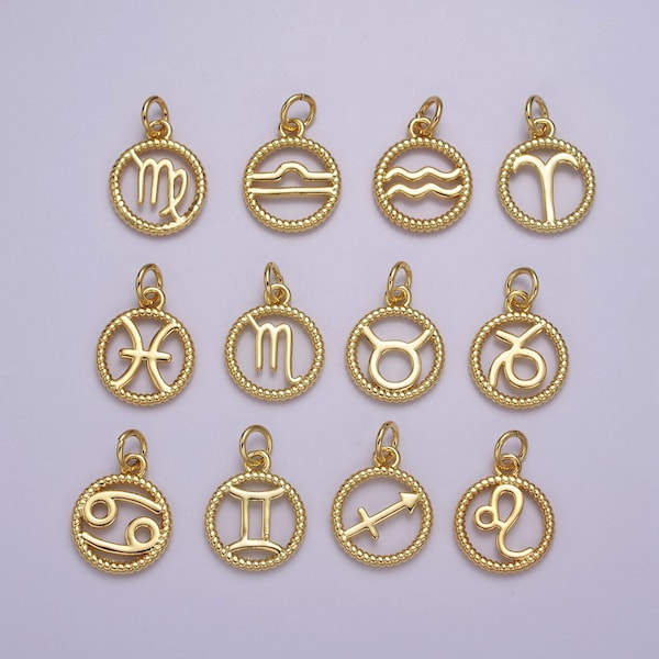 Small Zodiac Charms- 14k gold Filled Astrological Zodiac Signs, Zodiac Symbols, Birthday, Add on Horoscope Charm E-731-742