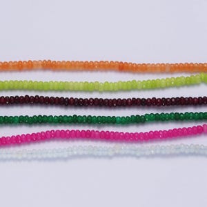 Colorful glass rondelle beads necklace, 4.4mm beads necklace pink green orange handmade gemstone necklace jewelry gift wa1438