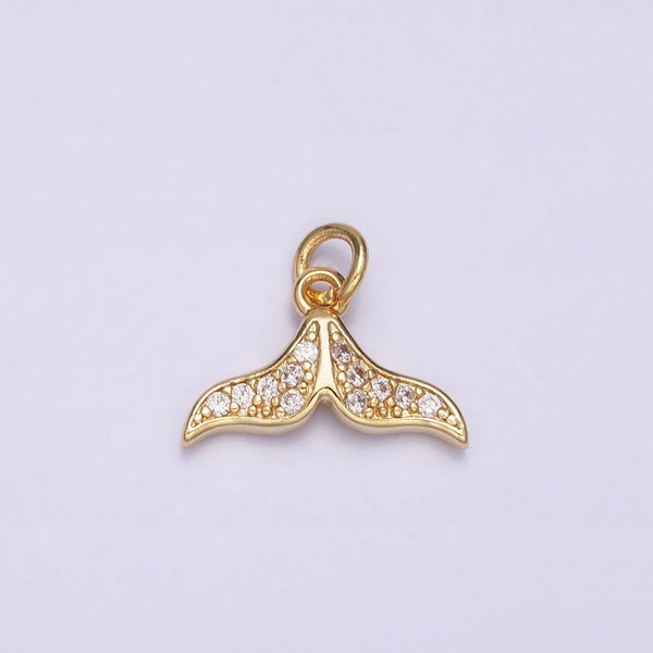 Mini 16K Gold Filled Whale Tail Pendant Jewelry Making Supplies Wholesale Charm Kids Fish Animal Under the Water Jewelry Inspired AC1163