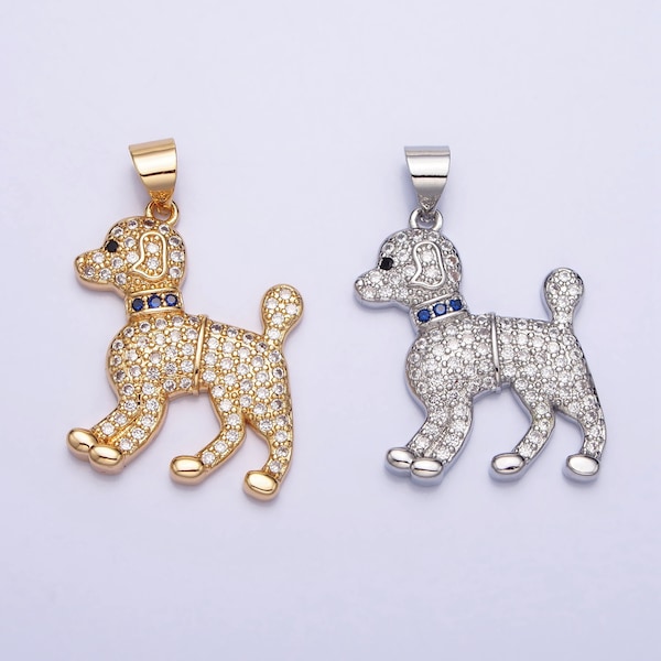 Dainty Cubic Dog Charm pour Bracelet Collier Boucle d’oreille Composant 16k Or Rempli Pet Charm Collier Animal Pendentif AA388