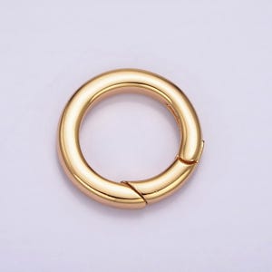 Pode incluir: Anel de metal dourado com fecho de mola. O anel &eacute; liso e brilhante.
