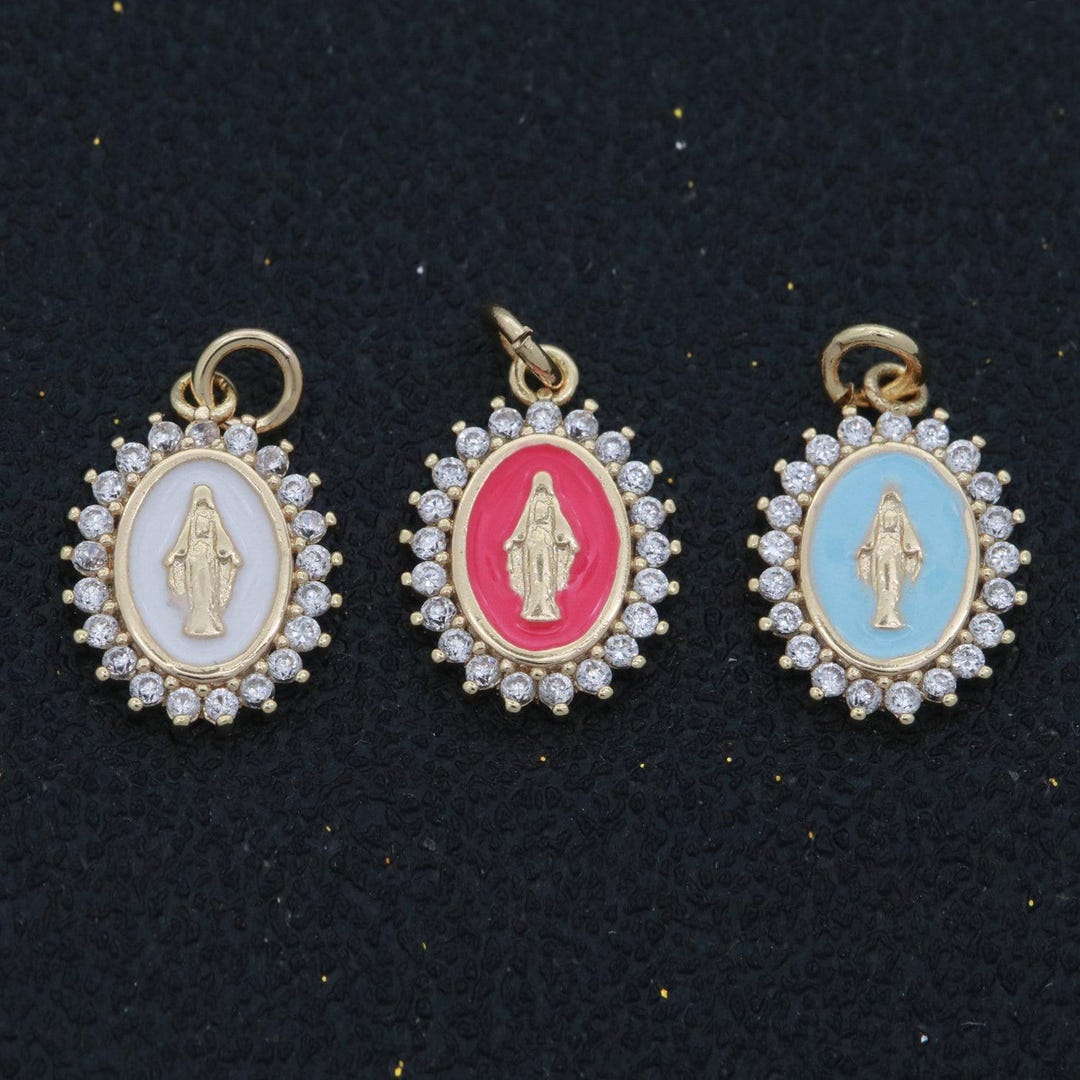 Gold Filled Miraculous Lady Charm Virgin Mary Our Lady of Lourdes ...