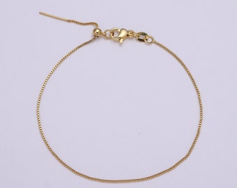 0.90mm Adjustable Box Chain Necklace Gold Up To 20" long WA-791