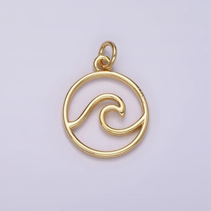 Ozean Themen Strand Welle Gold Wasser Element Charme für Halskette Armband Frauen ac906