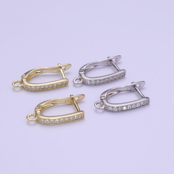 Gold  one touch w/ open link Lever Hoop earring making, 17.6x10 mm, Nickel free Lead Free for Earring Charm Making Findings