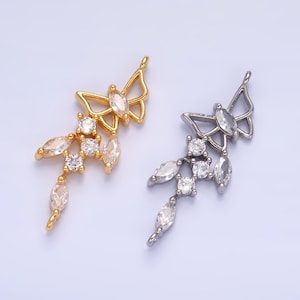 14K Gold  Butterfly Connector - Dainty Link Connector- Cubic Mariposa Charm Connector- for Necklace Bracelet Component, G228