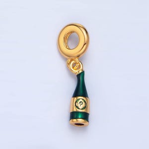 24 gold filled champagne bottle charm wine bottle rondelle bail drop pendant bracelet | x742