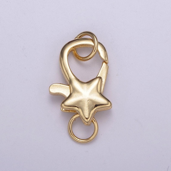 1x gold star clasp, large spring ring measurement include loops 24 mm, necklace bracelet component supply for jewelry making, l-570