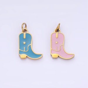 Stainless Steel 15mm Cowboy Enamel Boots Charm | P-959