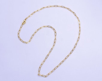 Dainty paper clip chain necklace 18k gold filled necklace cable link chain 17.5 inch ready to wear for charm necklace supply wa-2515