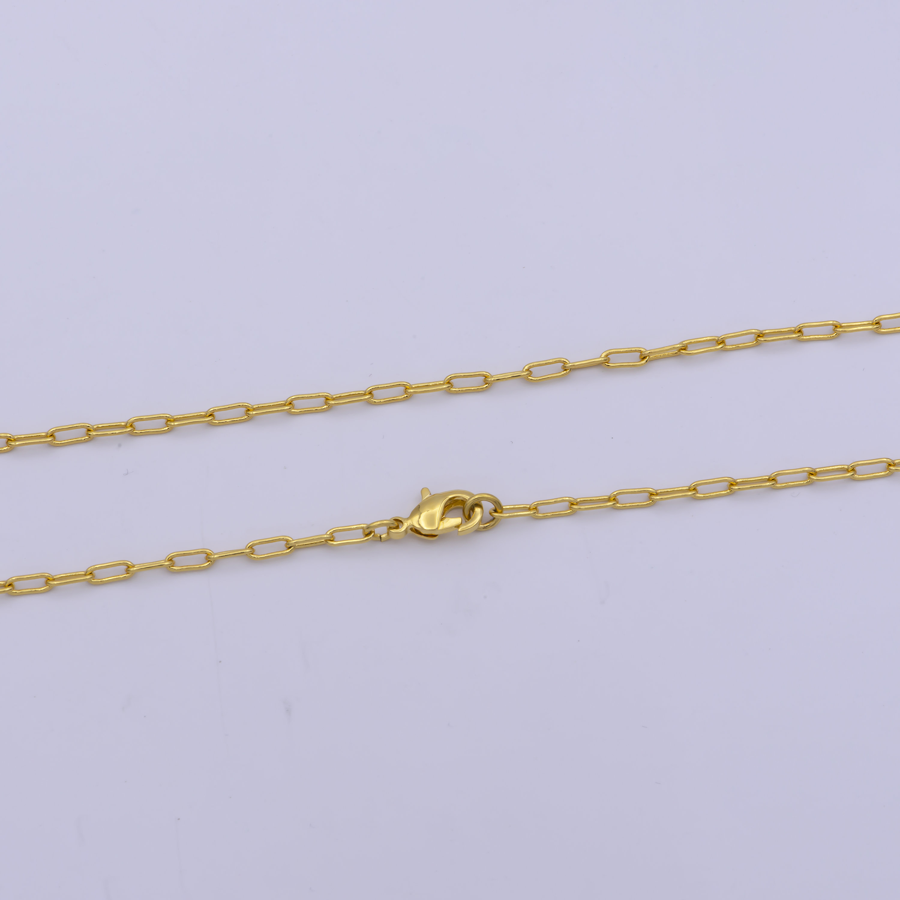 1pc 17.7'' Ready to Use Gold Thin Rolo Necklace Chain, Small paperclip Chain Dainty Necklace, For Pendant Charm Necklace, WA-422