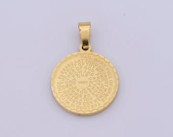 Collar con colgante de oración de Ave María, relleno de oro de 24 kt, medallón de moneda de oro con dije religioso, colgante de collar Dios te salve María