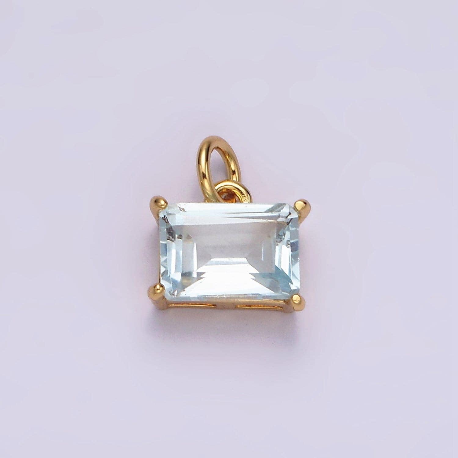 14k Gold Filled Baby Blue Baguette Cz Sideway Minimalist Add 14k Gold Filled Baby Blue Baguette Cz Sideway Minimalist Add